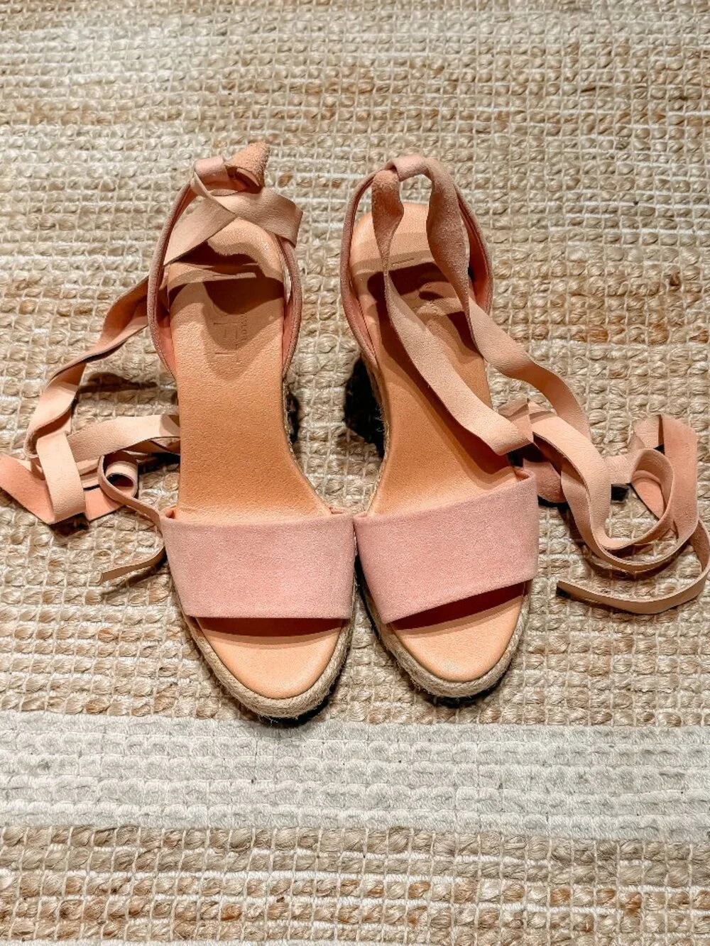 LOFT Espadrille Wedges with Ankle Straps in Rose